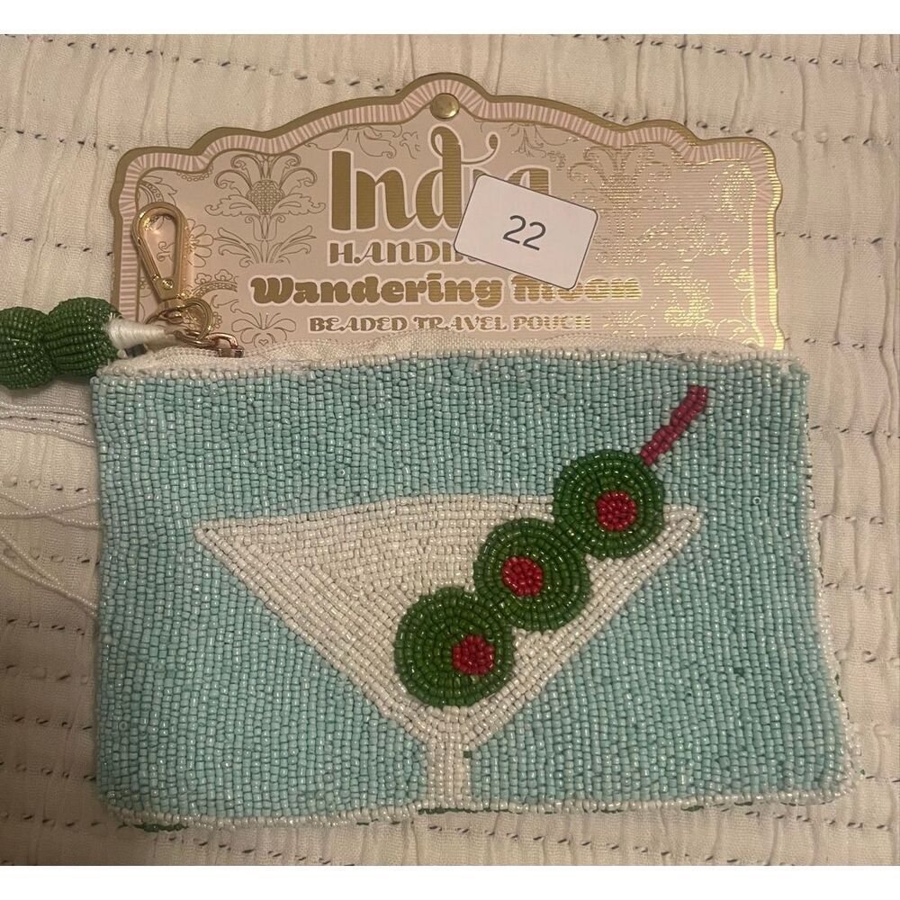 Wandering Moon Beaded Martini Clutch Bag Handmade India Travel Pouch NEW NWT